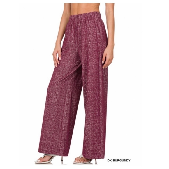 Zenana Outfitters Pants - *SOLD*WIDE LEG PANTS/ PALAZZO W/POCKETS-NEW-DARK BURGUNDY
